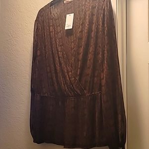 Womens Brown & Black Snake Print Long Sleeve Top.